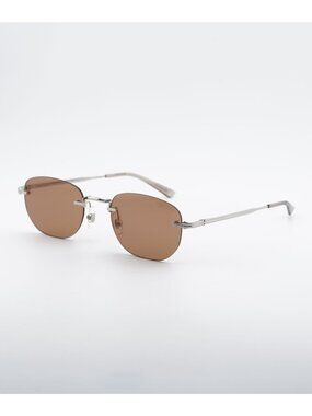 Montblanc MB0303S 003 Sunglasses Silver Square Frame, Brown Lenses